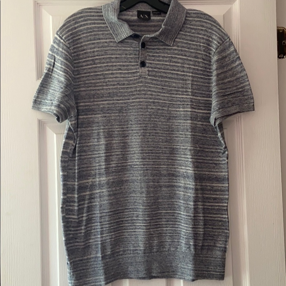 ARMANI EXCHANGE POLO COTTON SHIRT GRAY SIZE LARGE EXCELLENT CONDITION